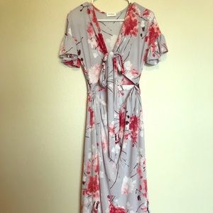 RESERVED Storia front tie cut out maxi dress